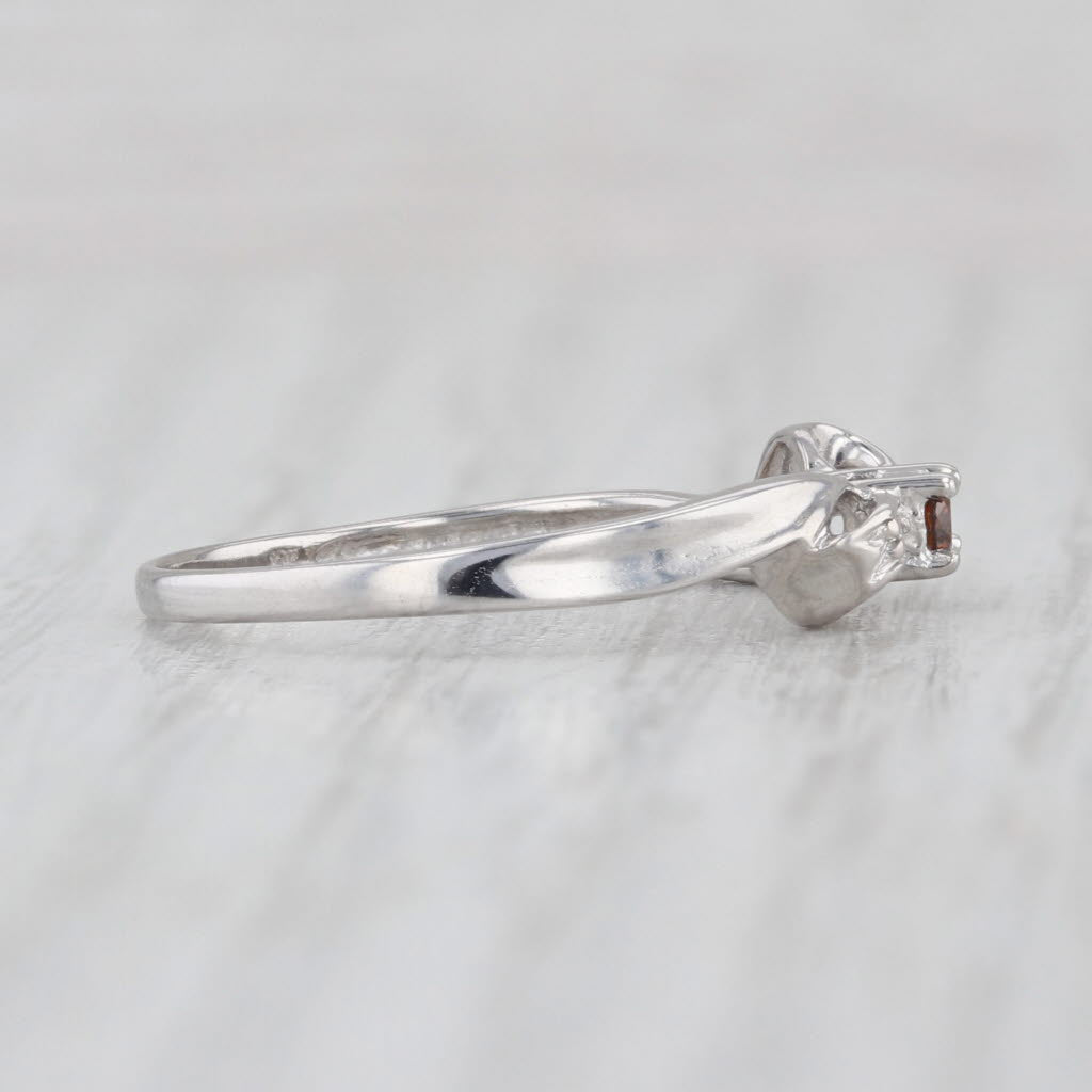 Orange Diamond Bow Ring 10k White Gold Size 8 Stackable