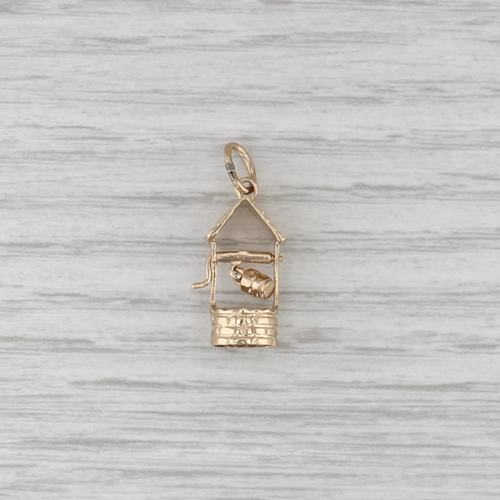 3D Well Charm Moving Parts 14k Yellow Gold Small Pendant