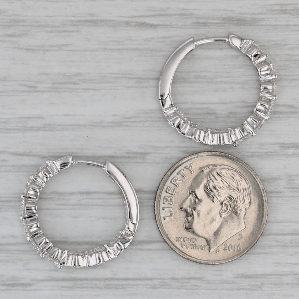 Gray New 1.54ctw Diamond Inside Out Hoop Earrings 14k White Gold Snap Top Hoops