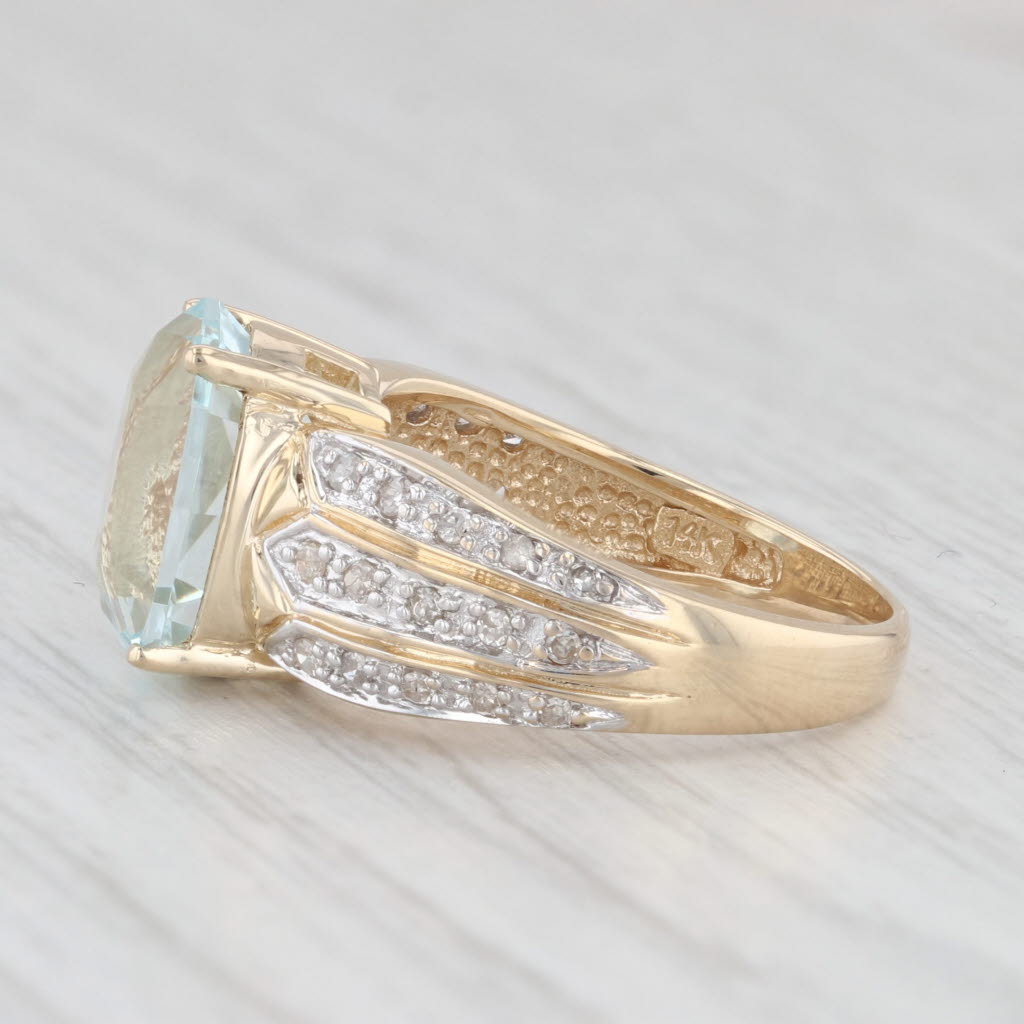 Light Gray 4.99ctw Aquamarine Diamond Ring 14k Yellow Gold Size 6