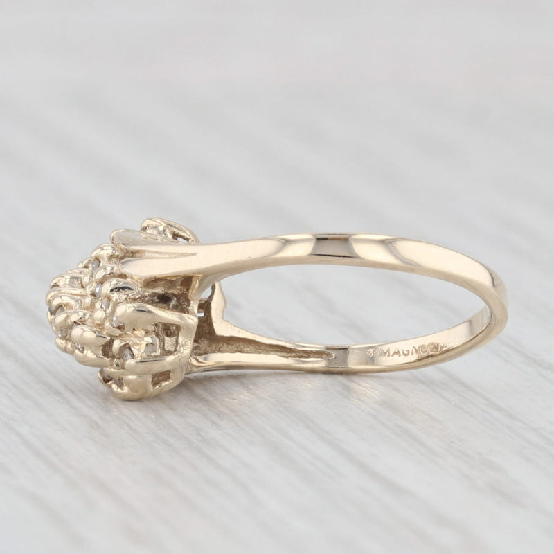 0.18ctw Diamond Cluster Bypass Ring 10k Yellow Gold Size 4.5