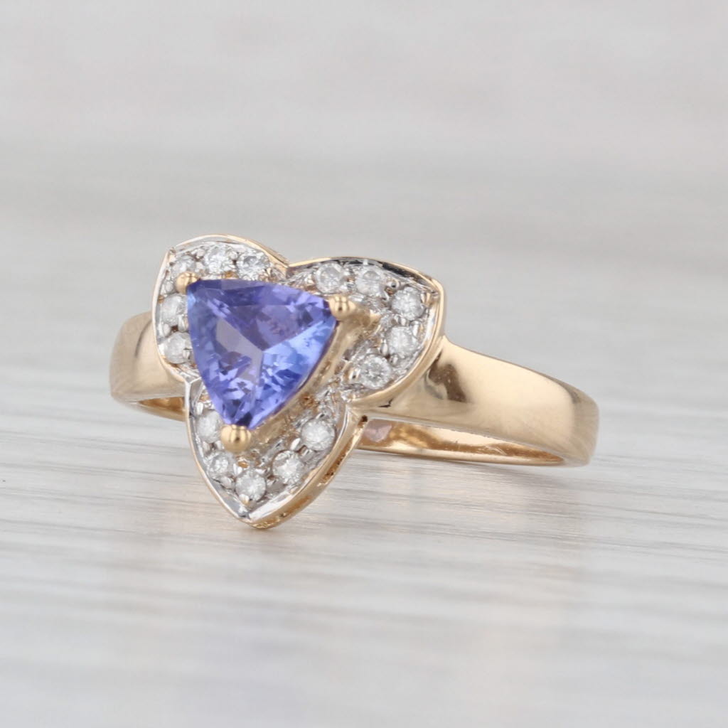 0.61ctw Tanzanite Diamond Halo Ring 14k Yellow Gold Size 6