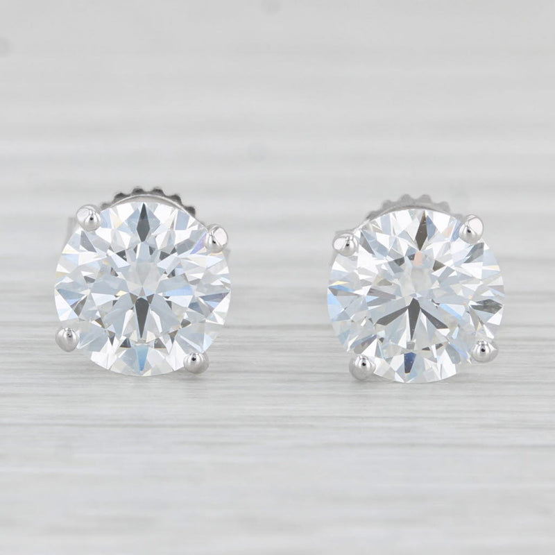New 4.03ctw Lab Created Diamond Stud Earrings 14k White Gold Round Solitaires