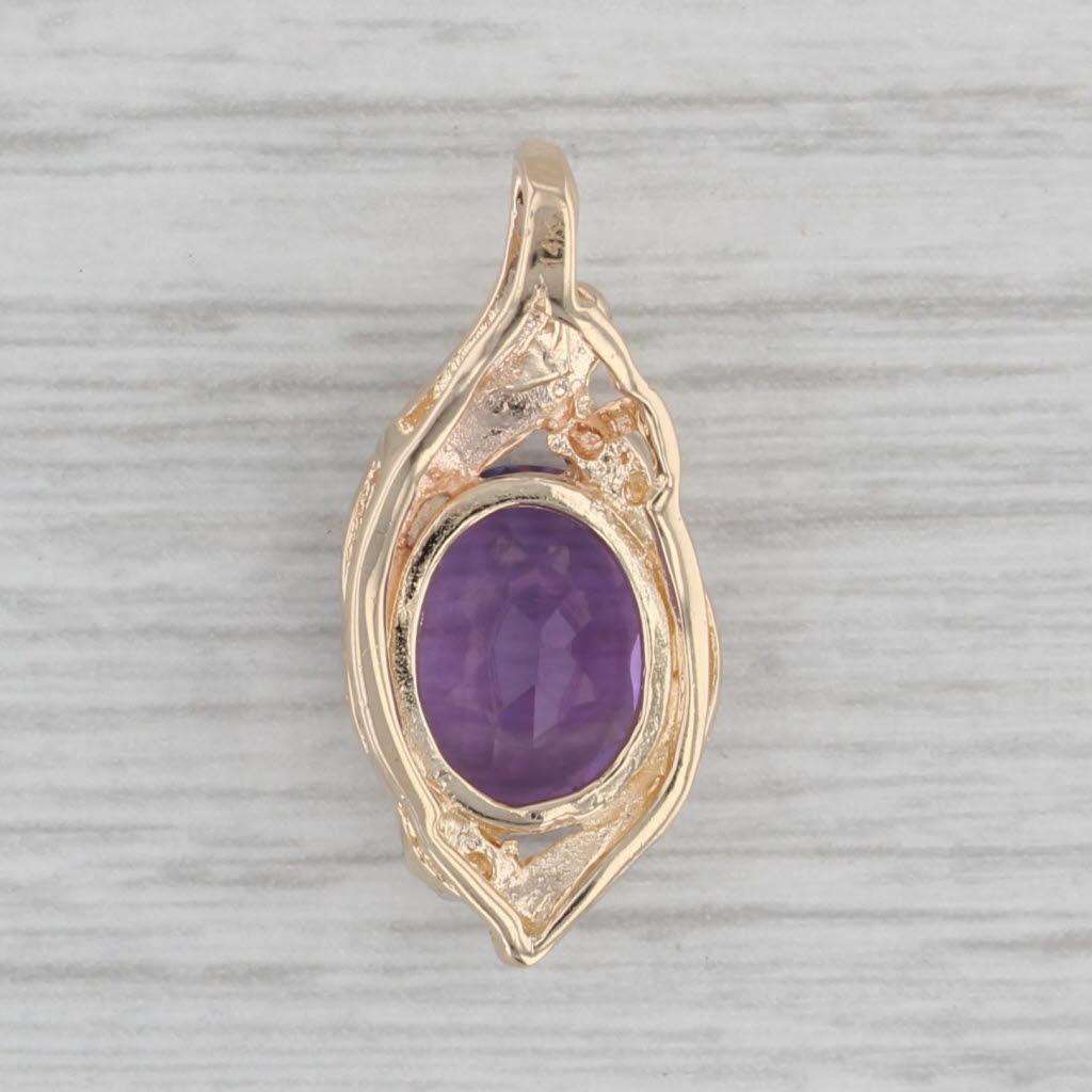 Gray 2.32ctw Amethyst Diamond Pendant 14k Yellow Gold