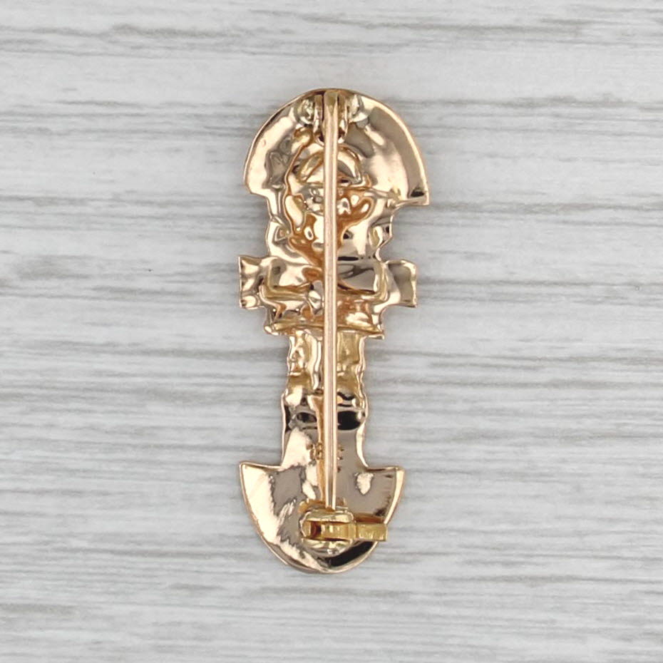 Vintage Tribal Trowle Brooch 18k Yellow Gold Figural Pin