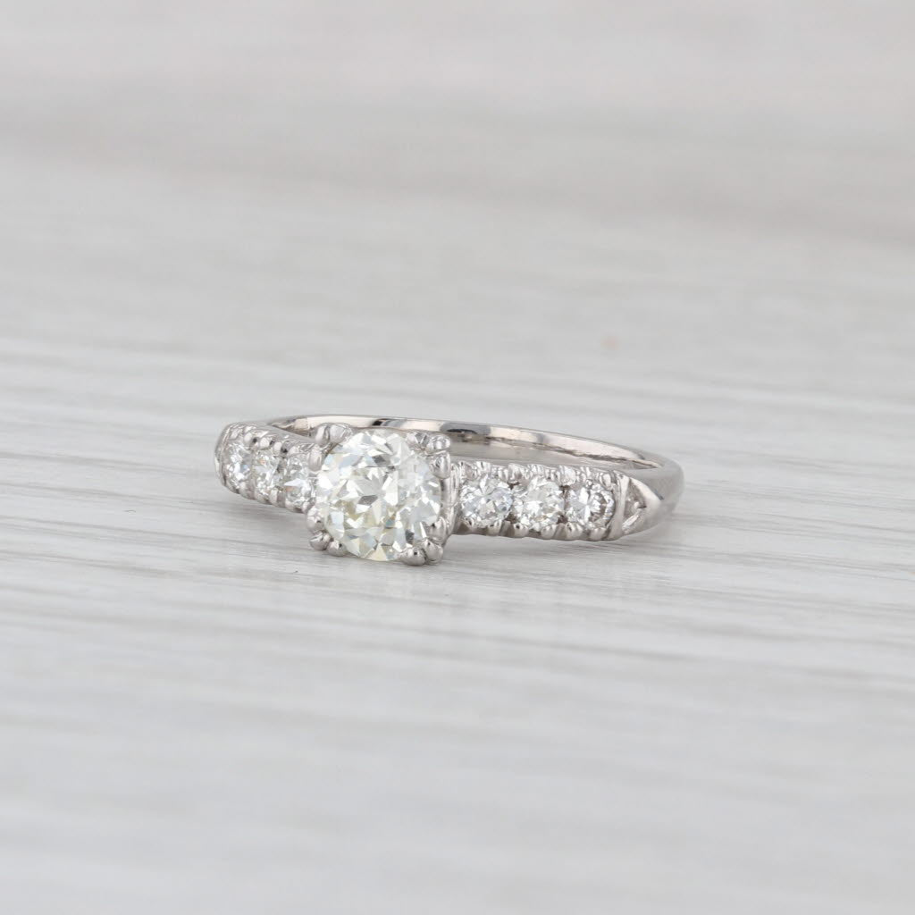 Vintage 0.77ctw Old European Diamond Engagement Ring Platinum Size 5.5