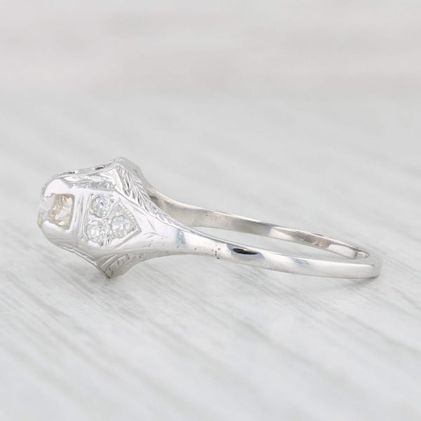 Light Gray Antique 0.63ctw Diamond Engagement Ring 18k 14k White Gold Size 7.75