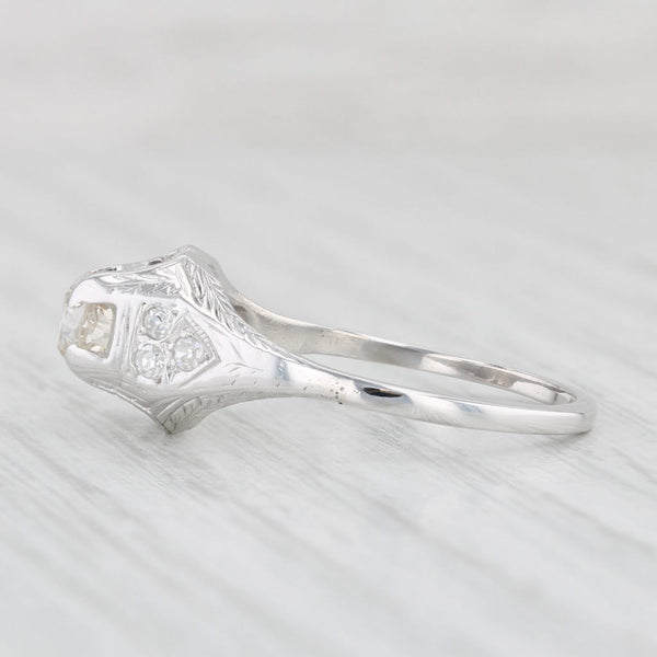 Antique 0.63ctw Diamond Engagement Ring 18k 14k White Gold Size 7.75