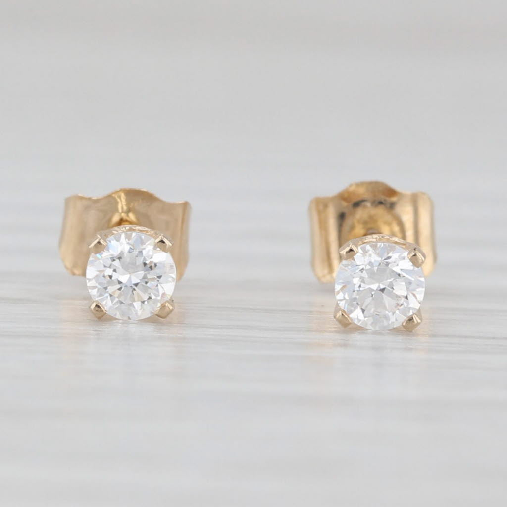 Light Gray 0.25ctw Cubic Zirconia Round Solitaire Stud Earrings 14k White Gold