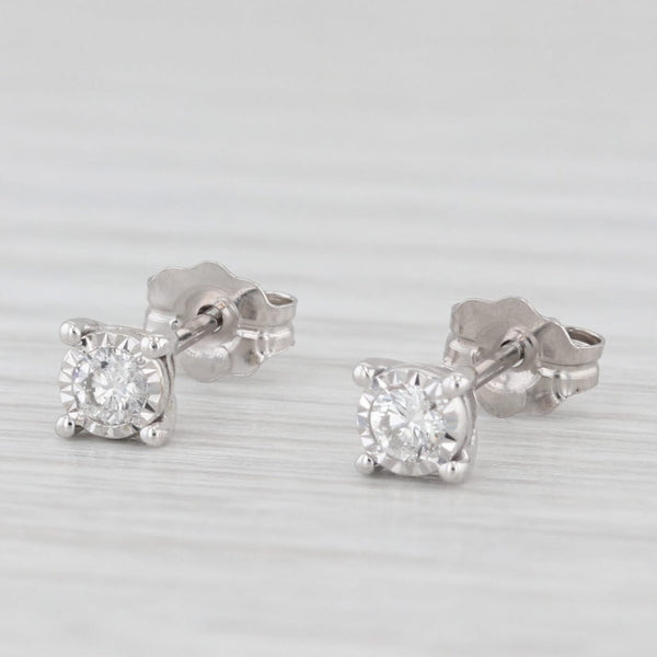 0.15ctw Diamond Round Solitaire Stud Earrings 14k White Gold