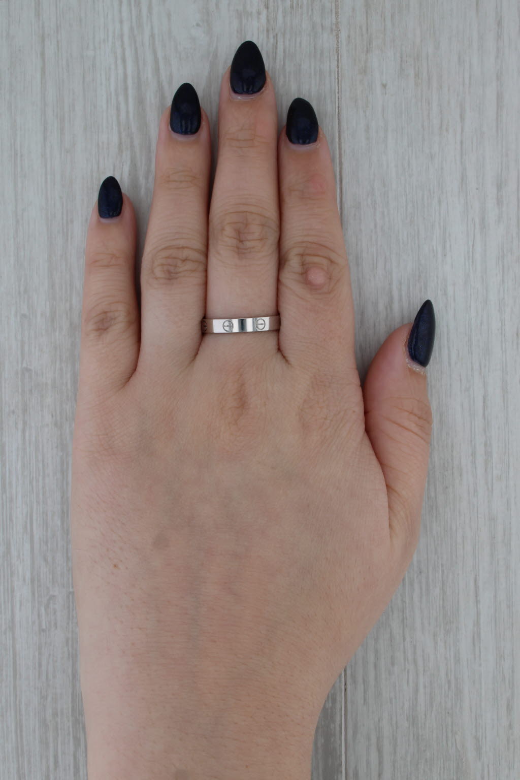 Vintage Cartier Ring 18k White Gold Band Size 9.5 61 Stackable Ring 3.5mm Mini