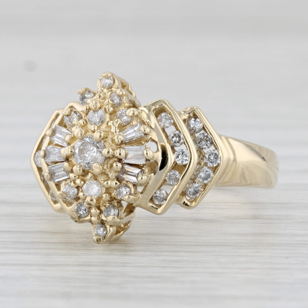 Light Gray 0.36ctw Diamond Cluster Ring 14k Yellow Gold Size 7.25 Engagement