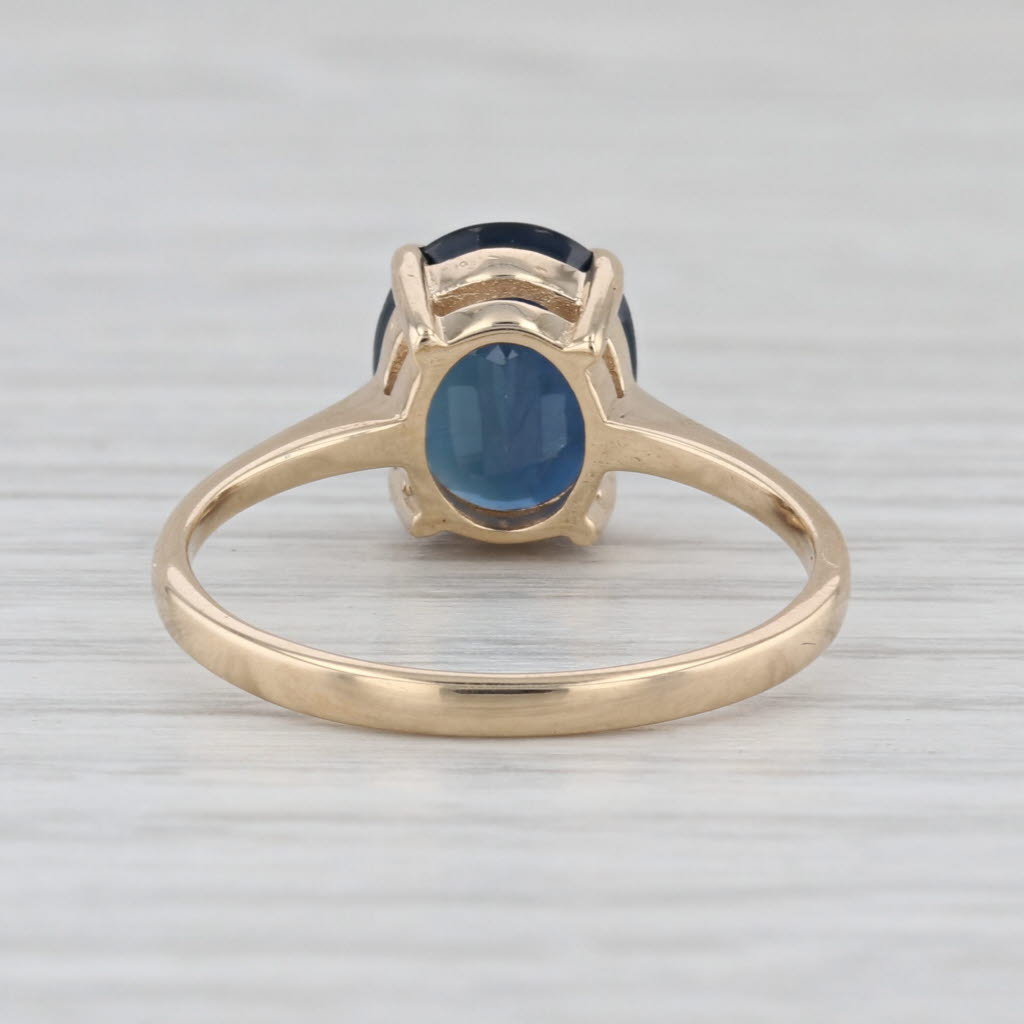 2.55ct Oval Blue Sapphire Solitaire Ring 14k Yellow Gold Size 8