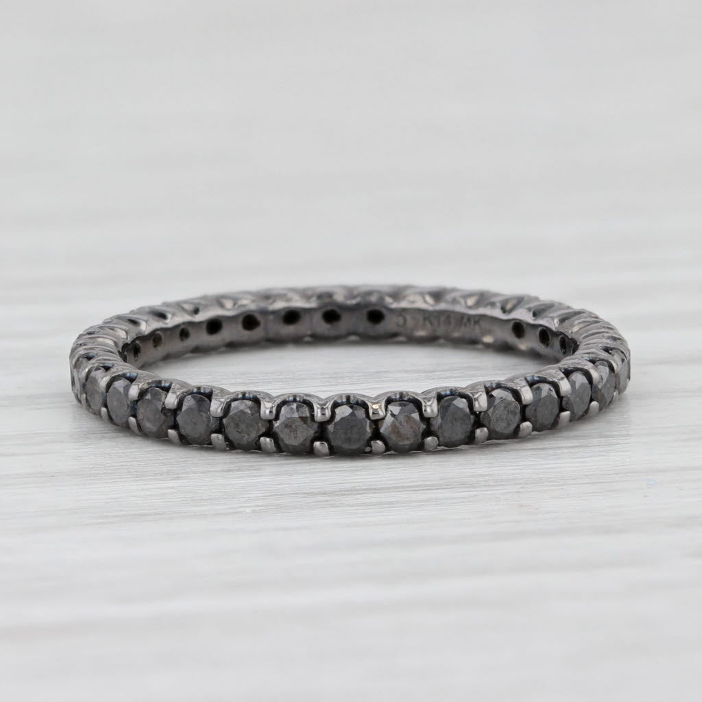 Light Gray New 1ctw Black Diamond Eternity Ring 14k White Gold Size 6.5 Stackable Band