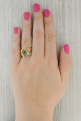 0.75ctw Emerald Diamond Ring 14k Yellow Gold Size 11 Men's