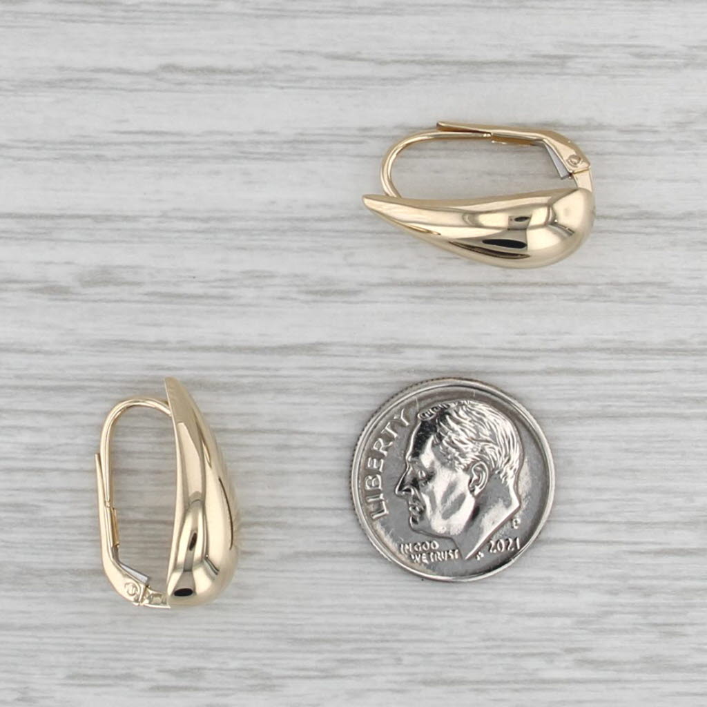 Teardrop Drop Earrings 14k Yellow Gold Lever Backs