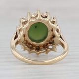 Gray Green Nephrite Jade Cultured Pearl Halo Ring 14k Yellow Gold Size 4.5