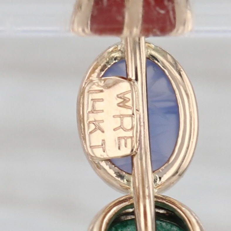 Scarab Carved Chalcedony Aventurine Oval Cabochon Half Hoop Earrings 14k Gold