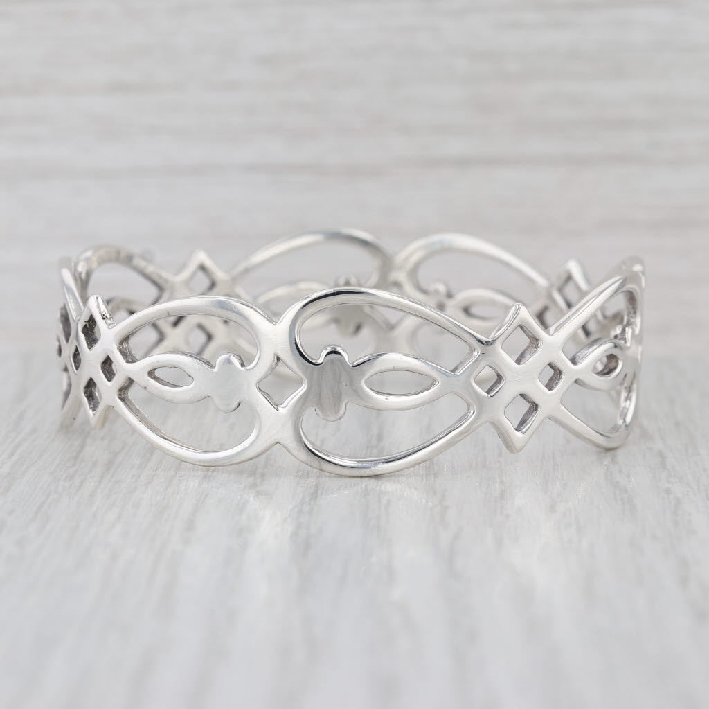 Openwork Bangle Sterling Silver Bracelet 7.25"