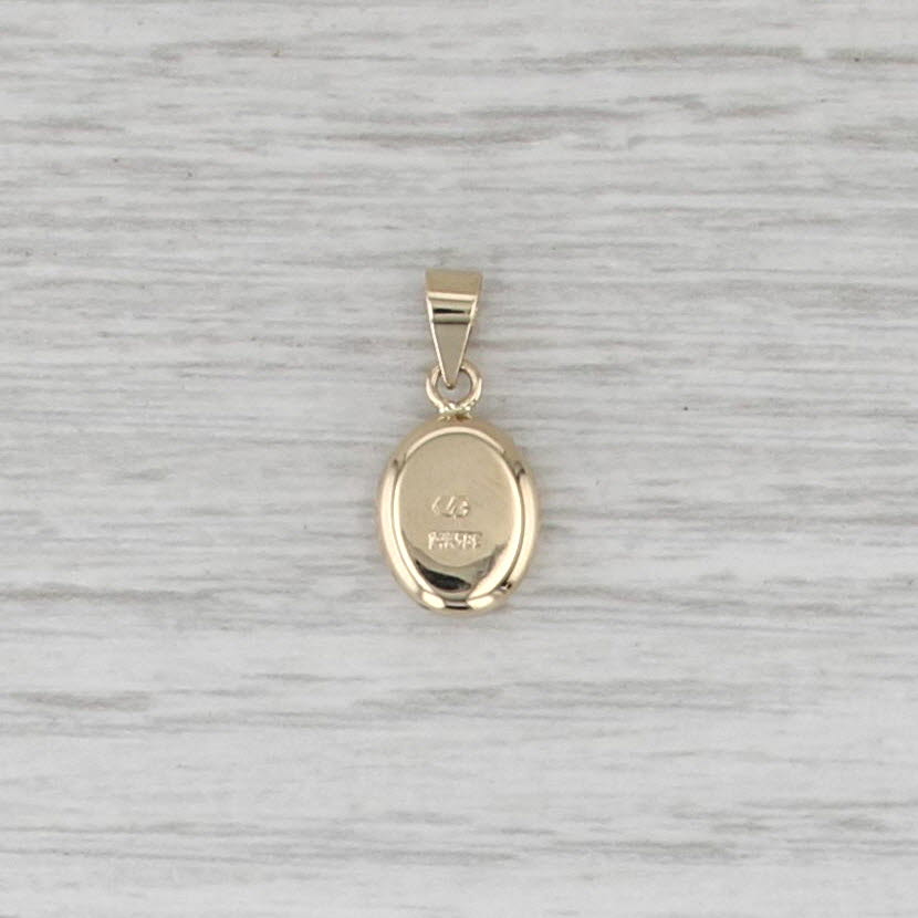 Opal Cabochon Solitaire Pendant 14k Yellow Gold Small Drop