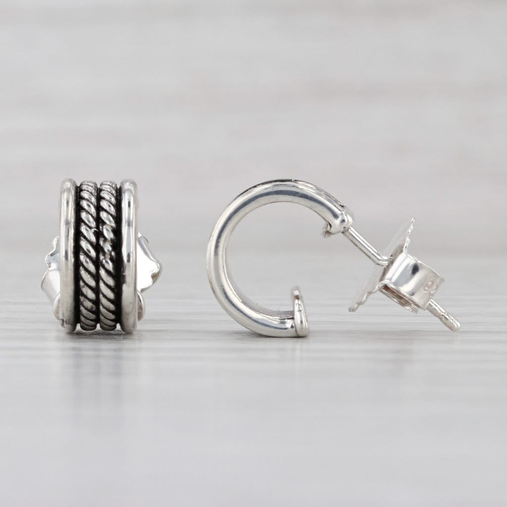 David Yurman Small Hoop Cable Earrings Sterling Silver Studs