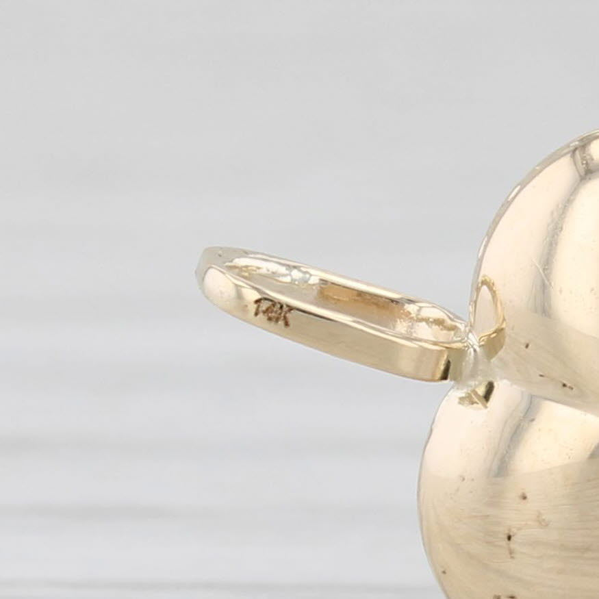 Light Gray Small Puffy Heart Charm 14k Yellow Gold Pendant