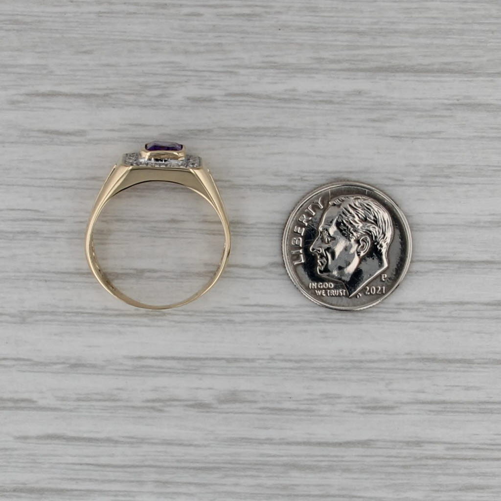 0.85ctw Amethyst Diamond Halo Ring 14k Yellow Gold Size 7.75