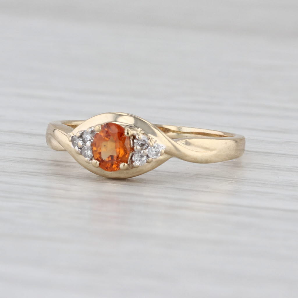 0.47ctw Oval Mandarin Orange Citrine Diamond Ring 14k Yellow Gold Size 8