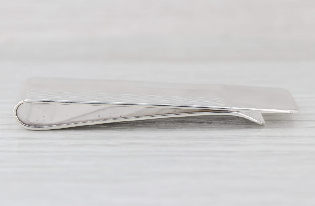 Engravable Tiffany & Co Money Clip w/ Box & Pouch Sterling Silver Vintage