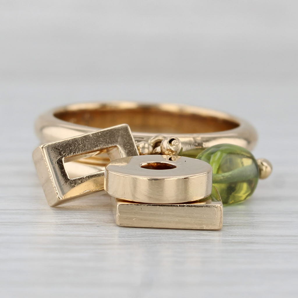 Gray Peridot Abstract Charm Ring 18k Yellow Gold Size 6 Cocktail Dolce