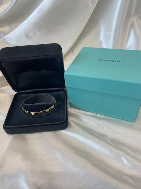 Dark Gray Tiffany & Co Paloma Picasso Groove Wide Cuff Bracelet 18k Yellow Gold Boxes