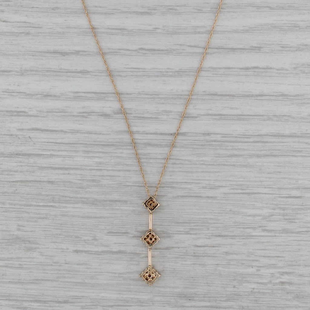 0.14ctw Diamond Journey Pendant Necklace 10k Yellow Gold 19.5" Rope Chain