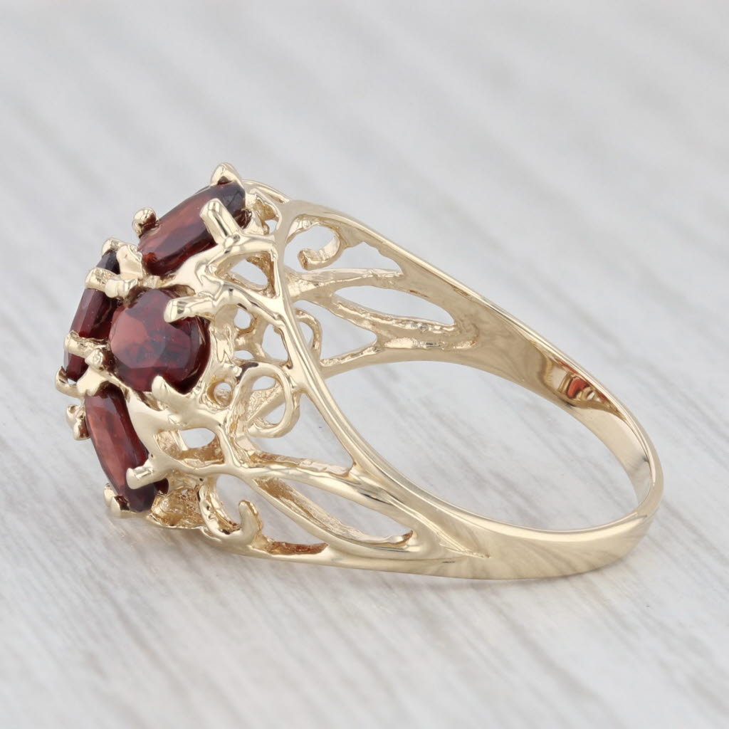 Light Gray 4ctw Garnet Flower Cluster Ring 14k Yellow Gold Size 7.25