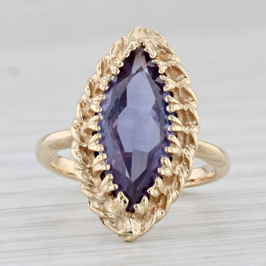 Light Gray 2.30ct Lab Created Purple Sapphire Marquise Solitaire Ring 10k Yellow Gold