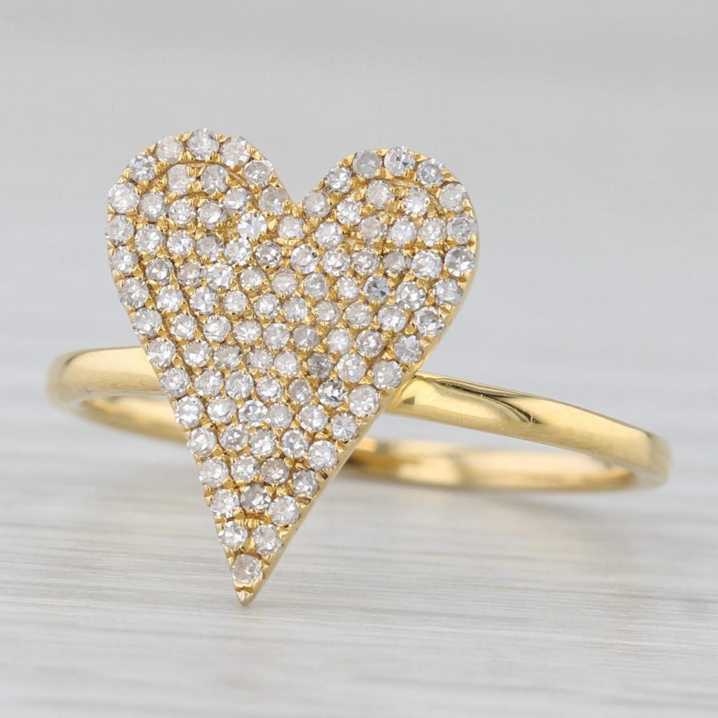 Light Gray New 0.23ctw Pave Diamond Heart Ring 14k Yellow Gold Size 7