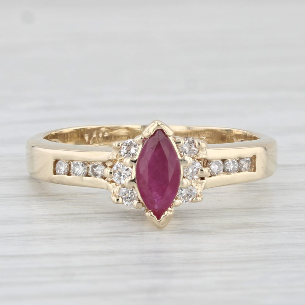 Light Gray 0.63ctw Marquise Ruby Diamond Ring 14k Yellow Gold Size 7.25