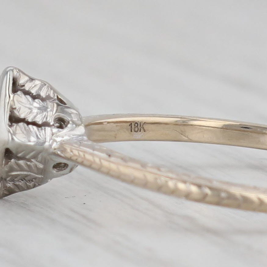 Gray Art Deco VS2 Diamond Solitaire Ring 18k Gold Size 9.5 Wheat Etched Engagement