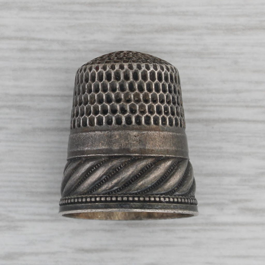 Gray Antique Thimble Sterling Silver Sewing Collectible Keepsake