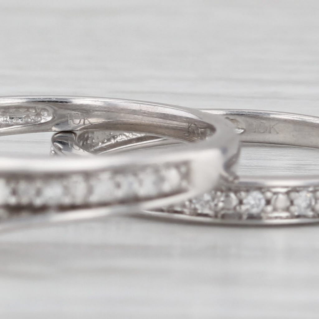 0.35ctw Diamond Halo Engagement Ring Wedding Band Bridal Set Sz 7 10k White Gold