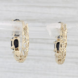 1.40ctw Blue Sapphire Hoop Earrings 10k Gold Snap Top Hoops Diamond Accents