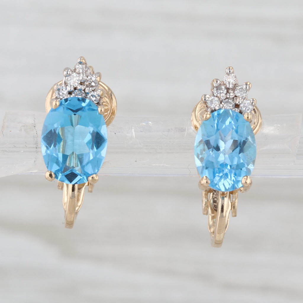 2.79ctw Blue Topaz Drop Earrings 14k Yellow Gold Lever Backs