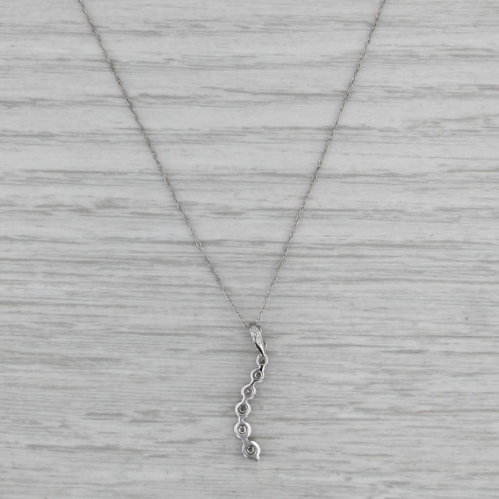 Diamond Journey Pendant Necklace 10k White Gold 18.5" Rope Chain