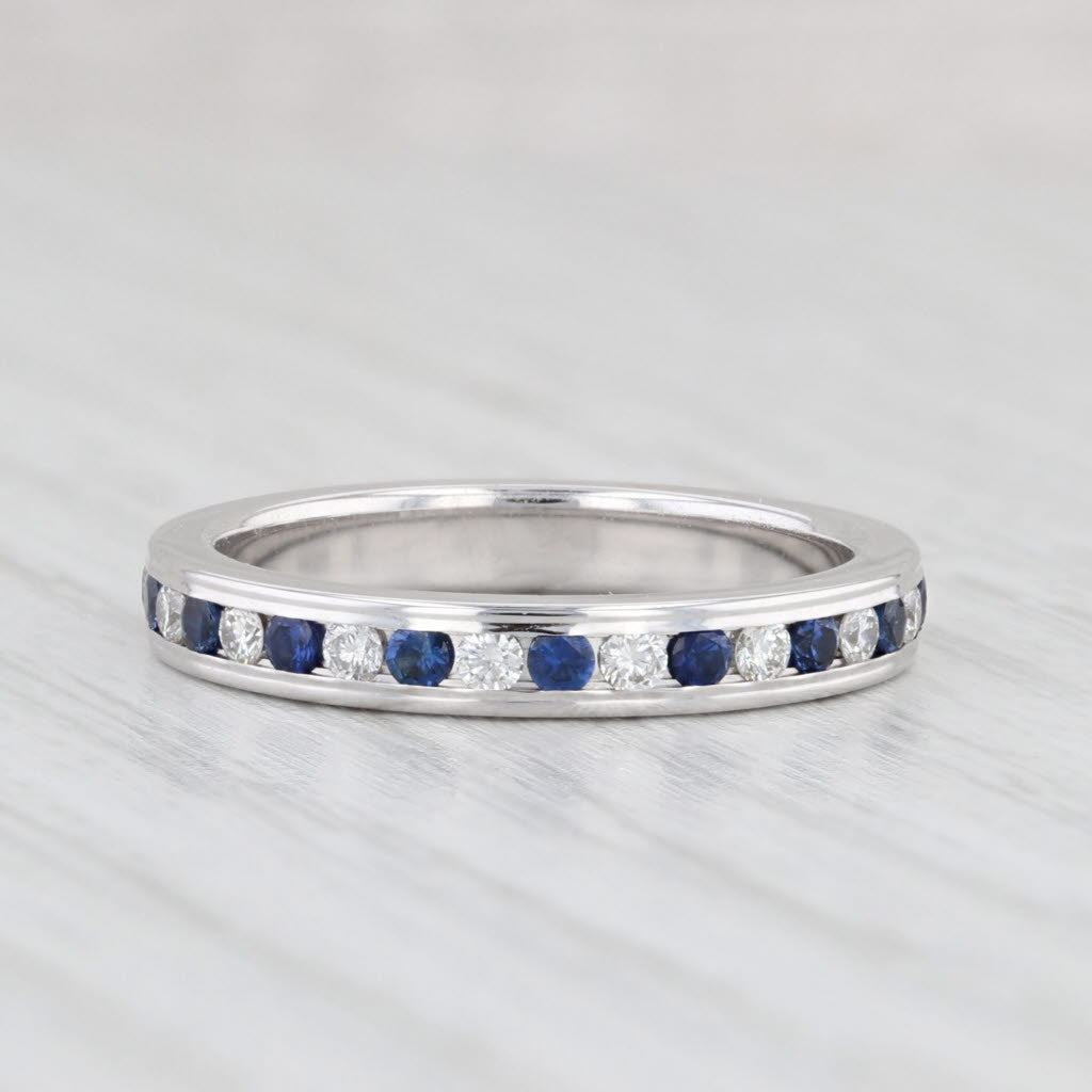 Light Gray New 0.80ctw Sapphire Diamond Eternity Ring 14k Gold Size 6 Stacked Wedding Band