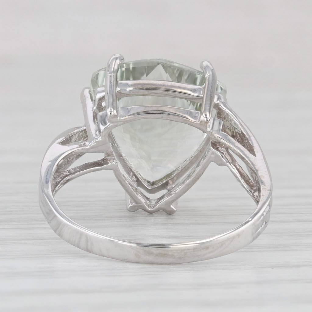 Light Gray 1.90ct Prasiolite Amethyst Triangle Solitaire Ring 10k White Gold Size 8.25