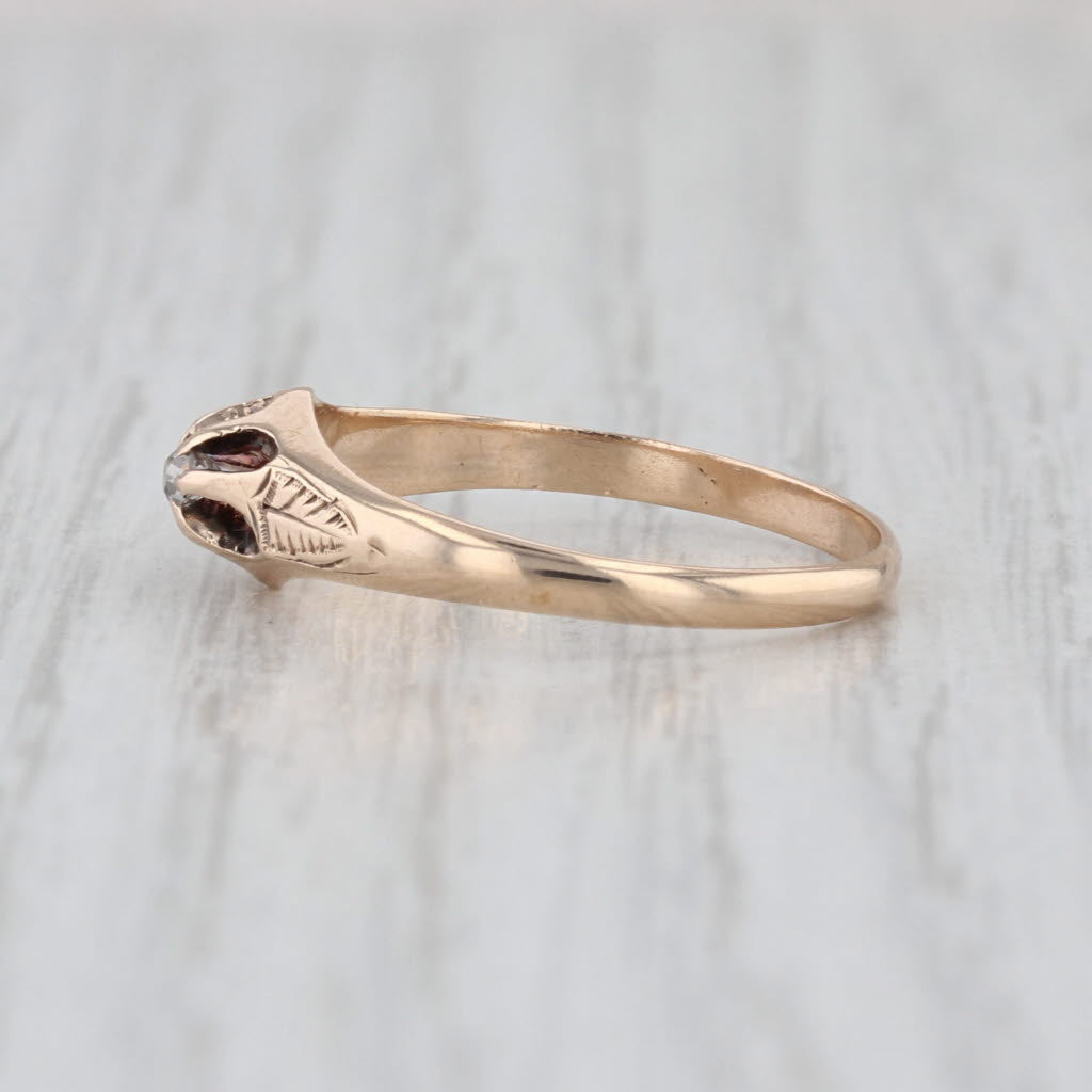Vintage 0.05ct Old Mine Diamond Solitaire Engagement Ring 10k Gold Size 7.25