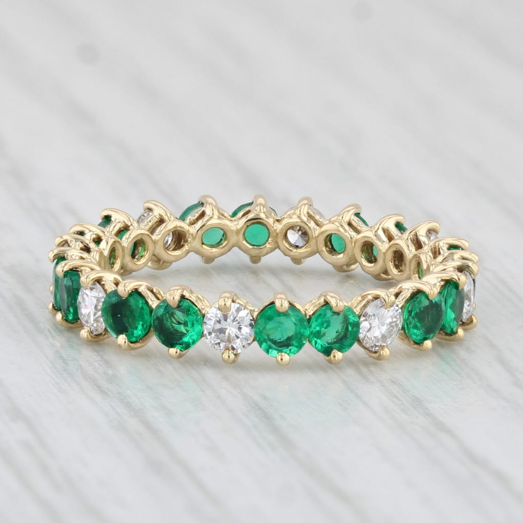 Light Gray 1.80ctw Emerald Diamond Eternity Band 18k Yellow Gold Size 5.75 Ring Kurt Wayne