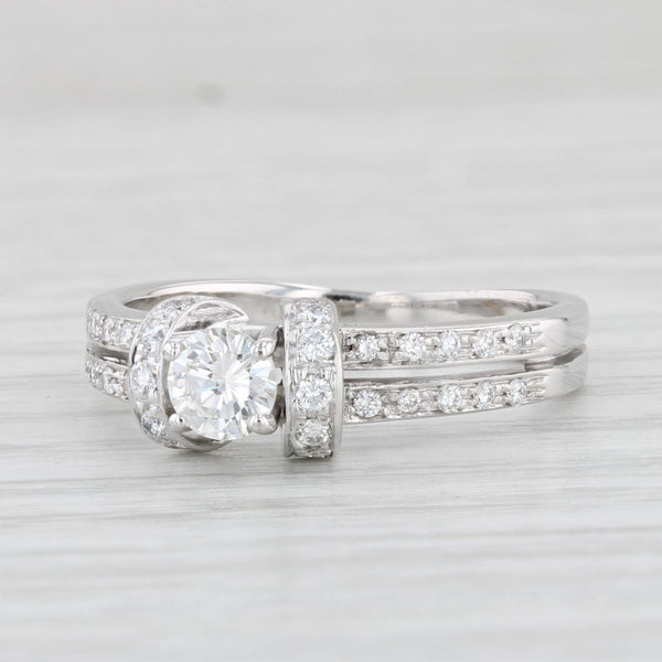 Light Gray 0.55ctw Round Diamond Engagement Ring 18k White Gold Size 8