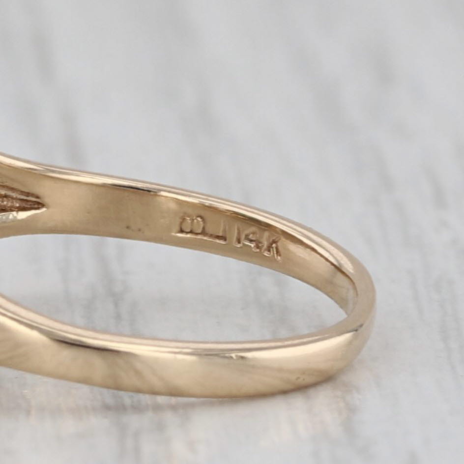 Green Glass Simulated Emerald Leaf Ring 14k Yellow Gold Size 5.5