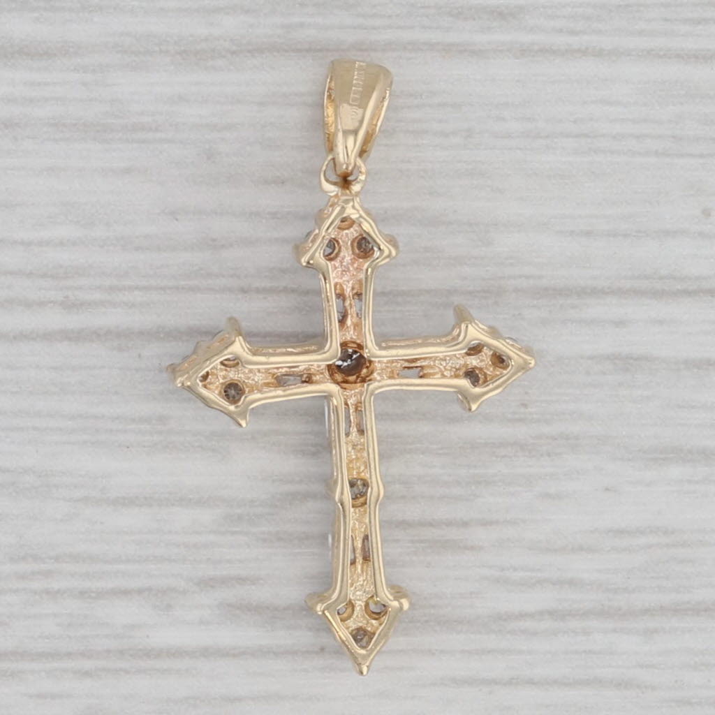 Gray 0.10ctw Diamond Cross Pendant 14k Yellow Gold