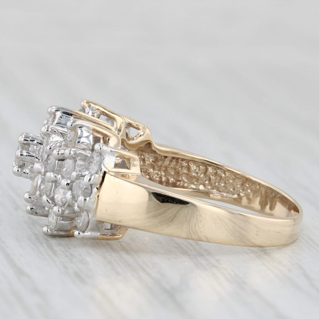 Light Gray 1.50ctw Diamond Cluster Ring 10k Yellow Gold Size 8.5